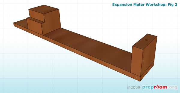 Fig 2: Block of wood glued to the end of the bottom sheet