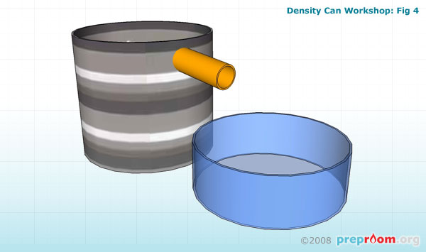 Fig 4: Finished density can with crystallising basin under the spout