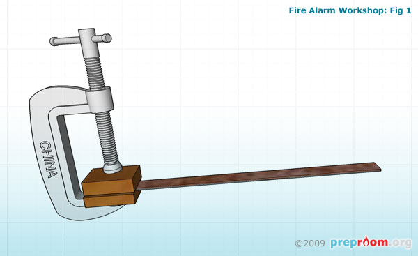 Fig 1: Bimetallic strip held in a 'G' clamp