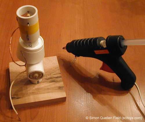 Fig 6: Polystyrene cup glued into place