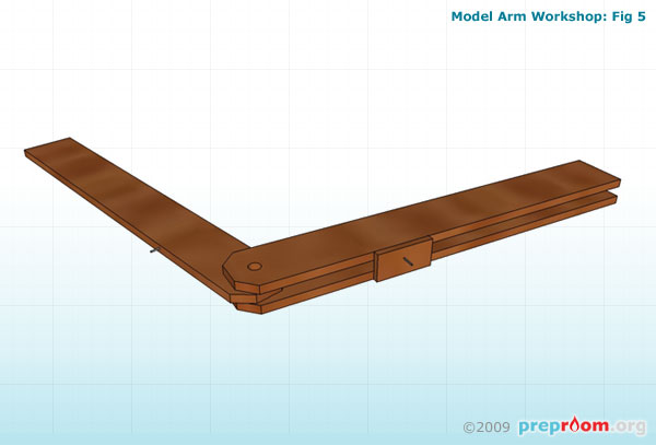 Fig 5: Small part of wood has been glued into place on the lower arm using PVA wood glue
