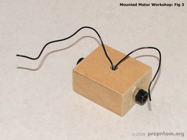 Fig 3: 4mm sockets inserted into MDF block